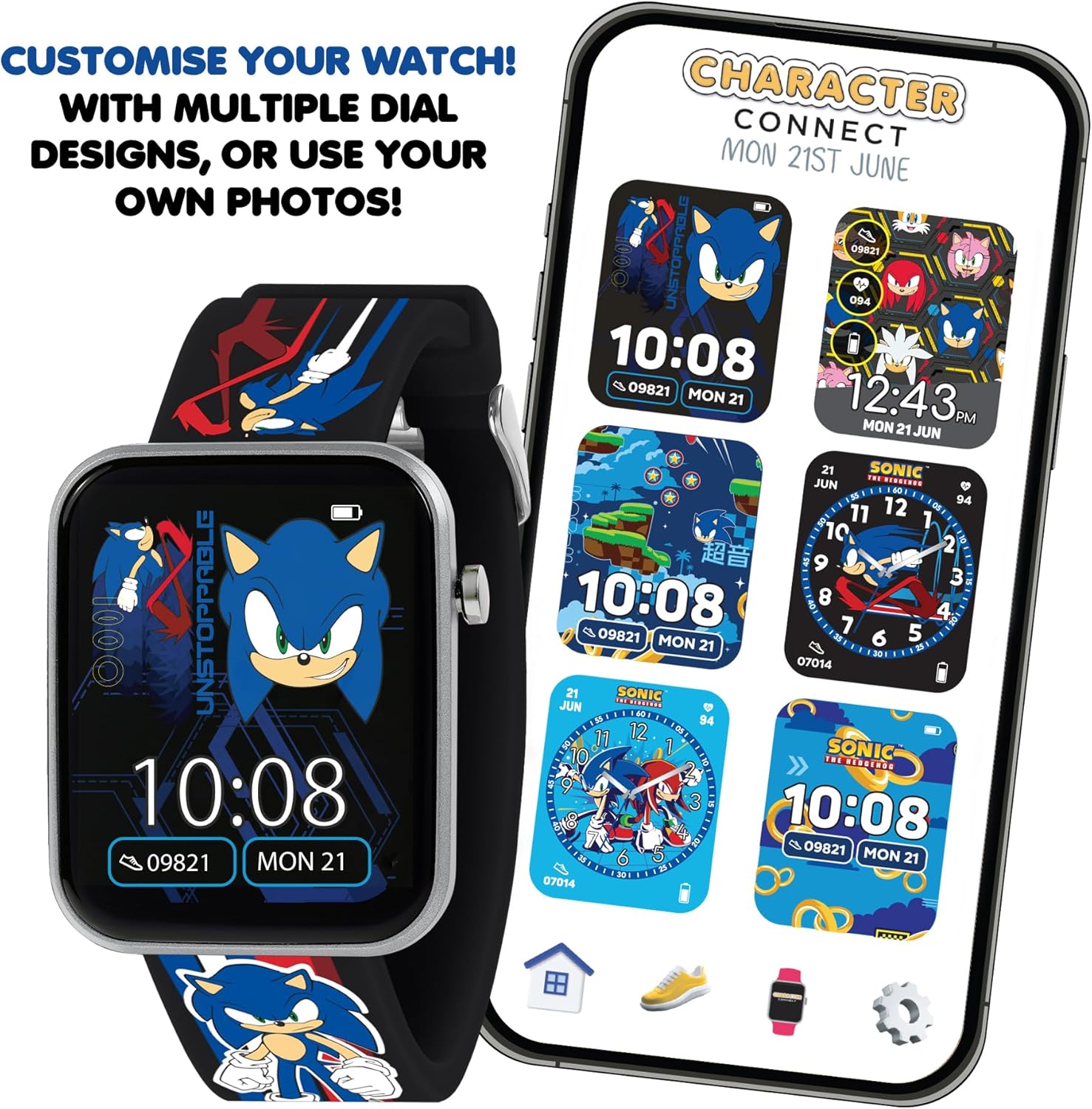 Kids Black Smart Watch Step Tracker Sleep Alarm