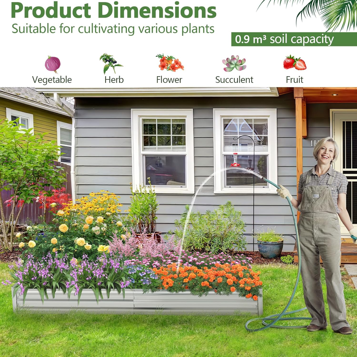 Large Raised Garden Bed 240cm Metal Planter Box Outdoor Veg Herb Bed