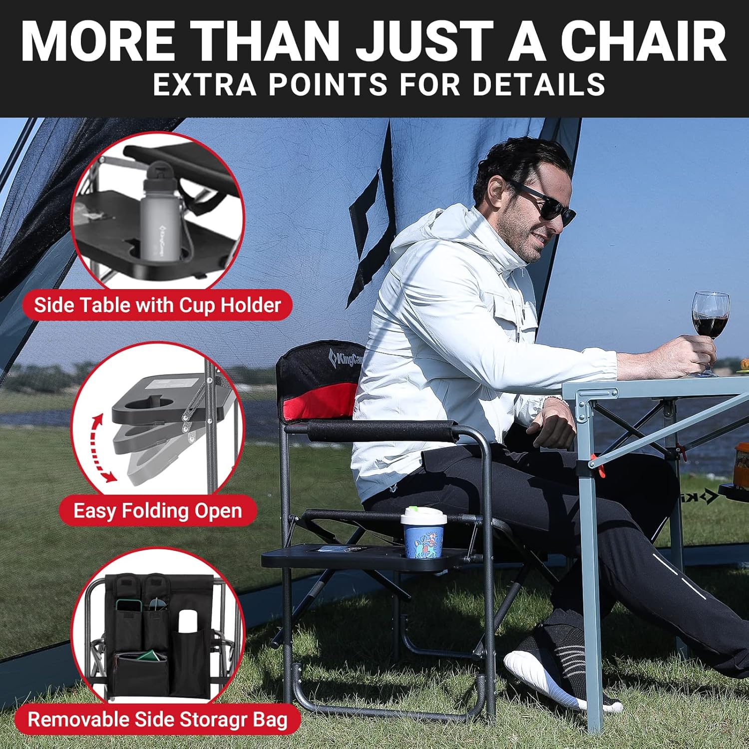 Oversized Directors Camping Chair Foldable Red