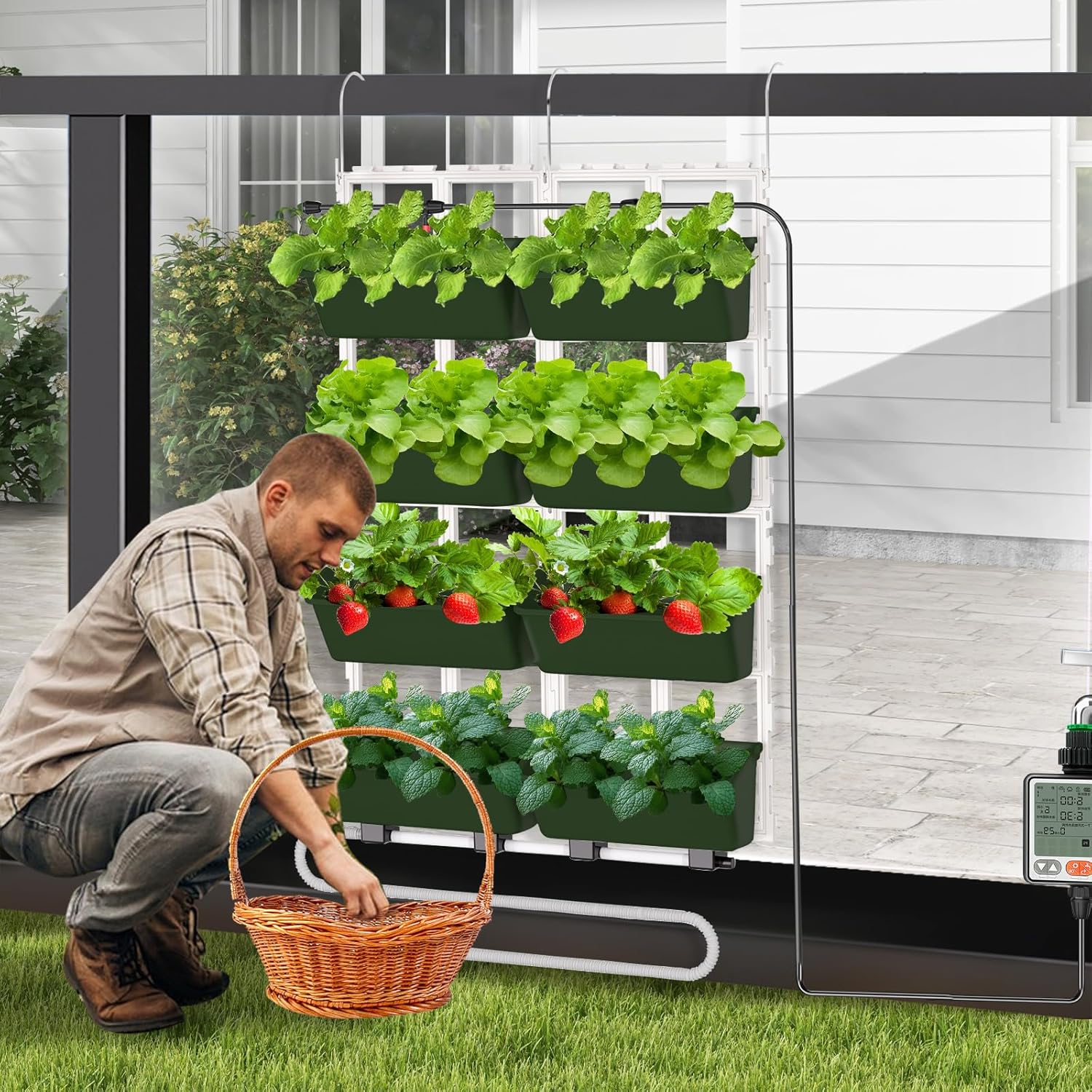 Self Watering Wall Planter 8PCS Automatic Timer Vertical Garden