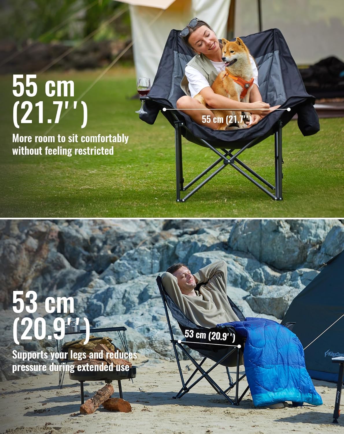 Heated XL Camping Chair 200KG Cooler Pocket