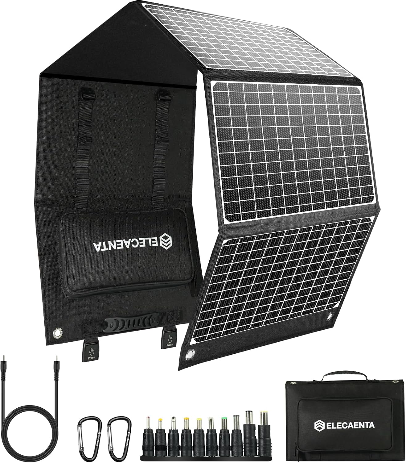 60W Foldable Solar Charger PD45W QC3 USB C DC Travel