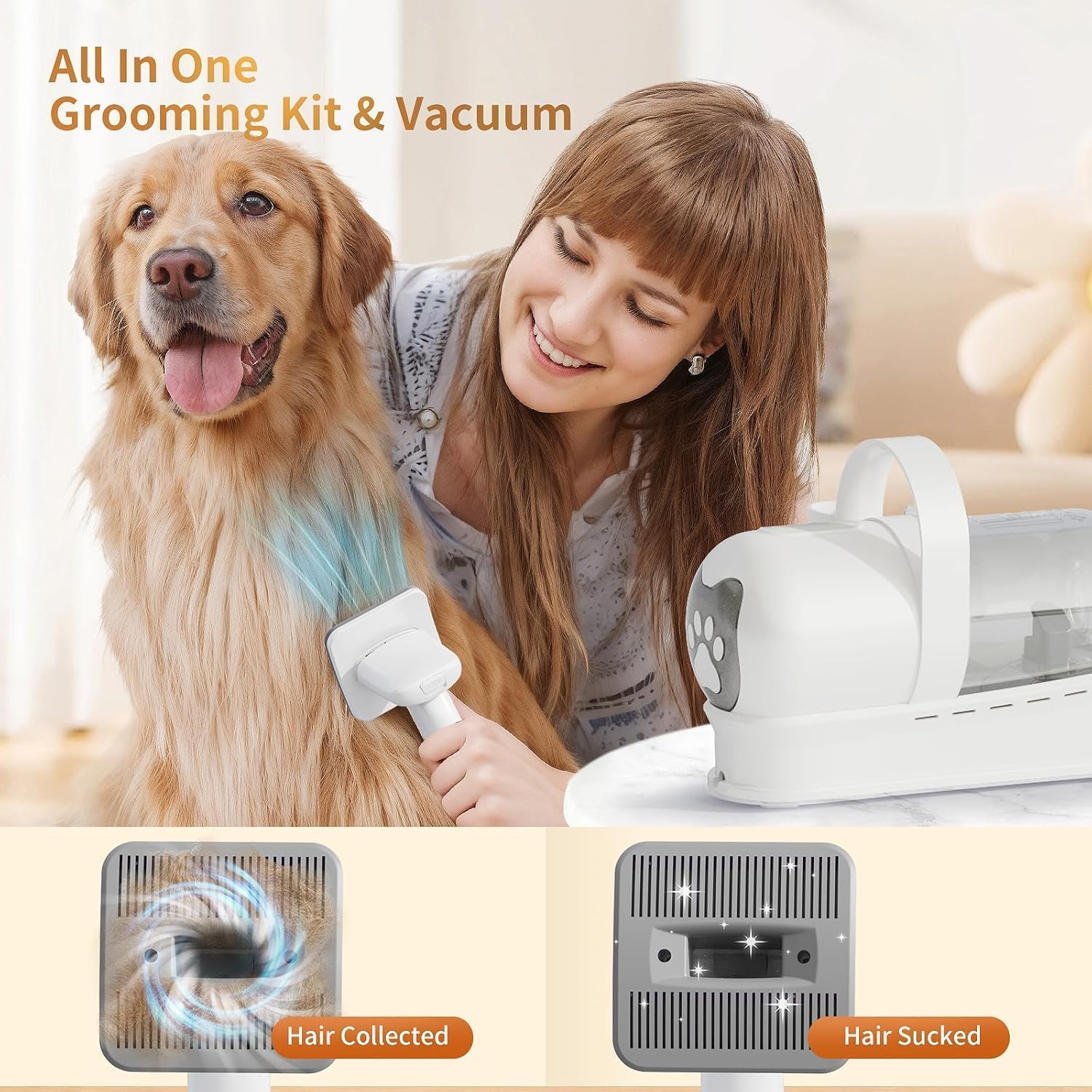 Dog Grooming Vacuum Kit 6 Tool Nail Grinder Low Noise