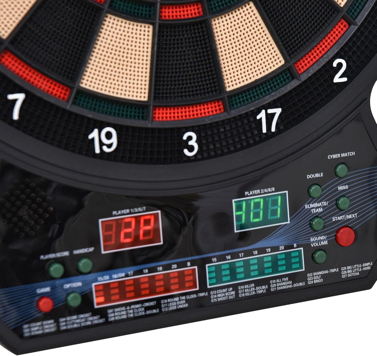 Electronic Dartboard Set LED Auto Scoring 27 Games 12 Darts