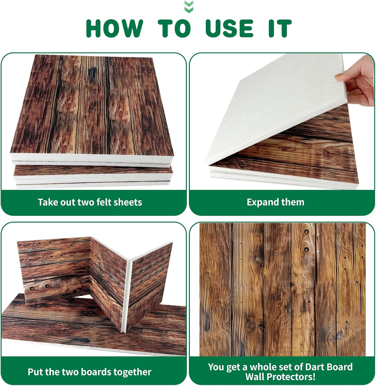 Dartboard Wall Protector Felt Tiles Self Adhesive Surround 6 Pack