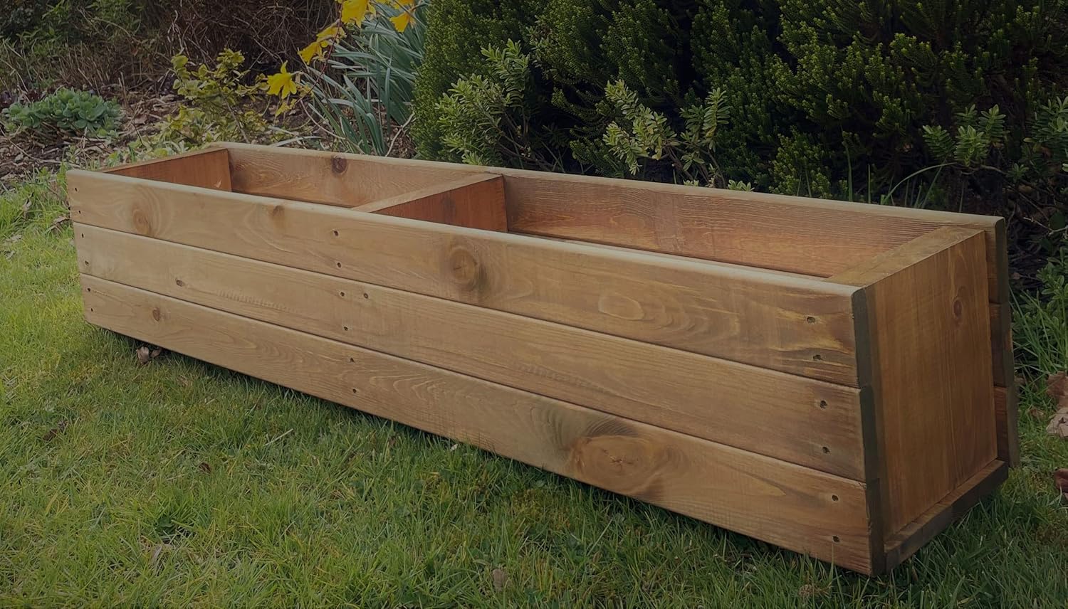 Extra Large Wooden Garden Trough Planter 120cm Brown