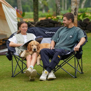 XXL Double Moon Camping Chair 300KG Black Grey