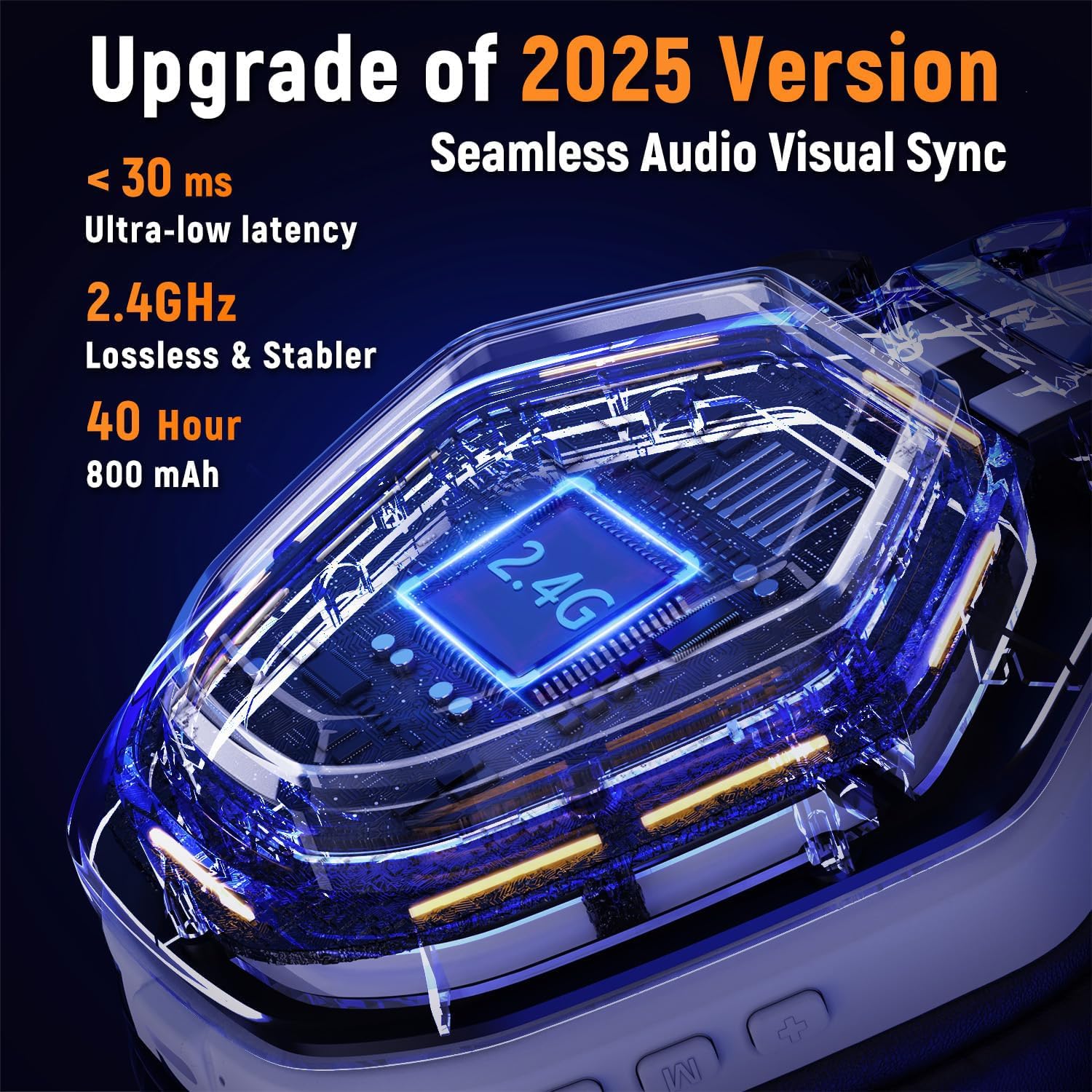 2.4GHz Wireless Gaming Headset 40H Battery Flip Mic RGB