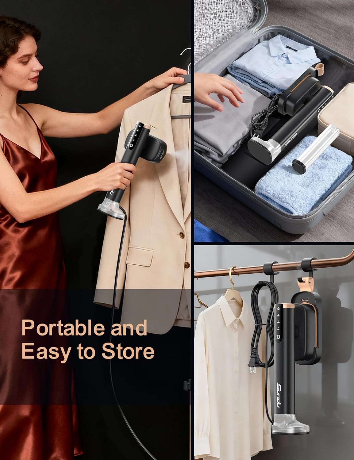 2in1 Portable Clothes Steamer Iron 1200W Fast Heat LED 280ml Tank