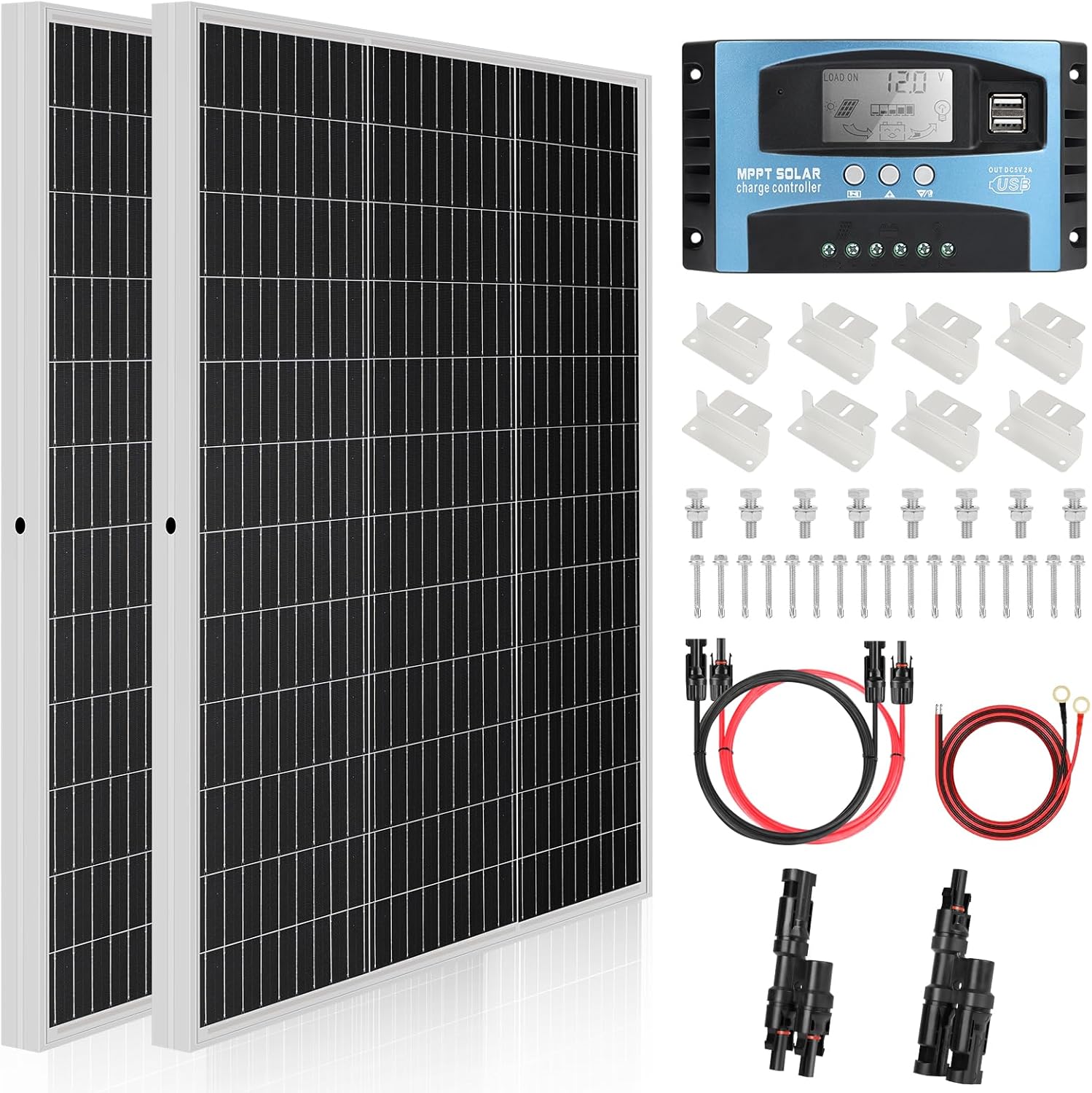 240W Solar Panel Kit MPPT 12V RV Boat Camping Set
