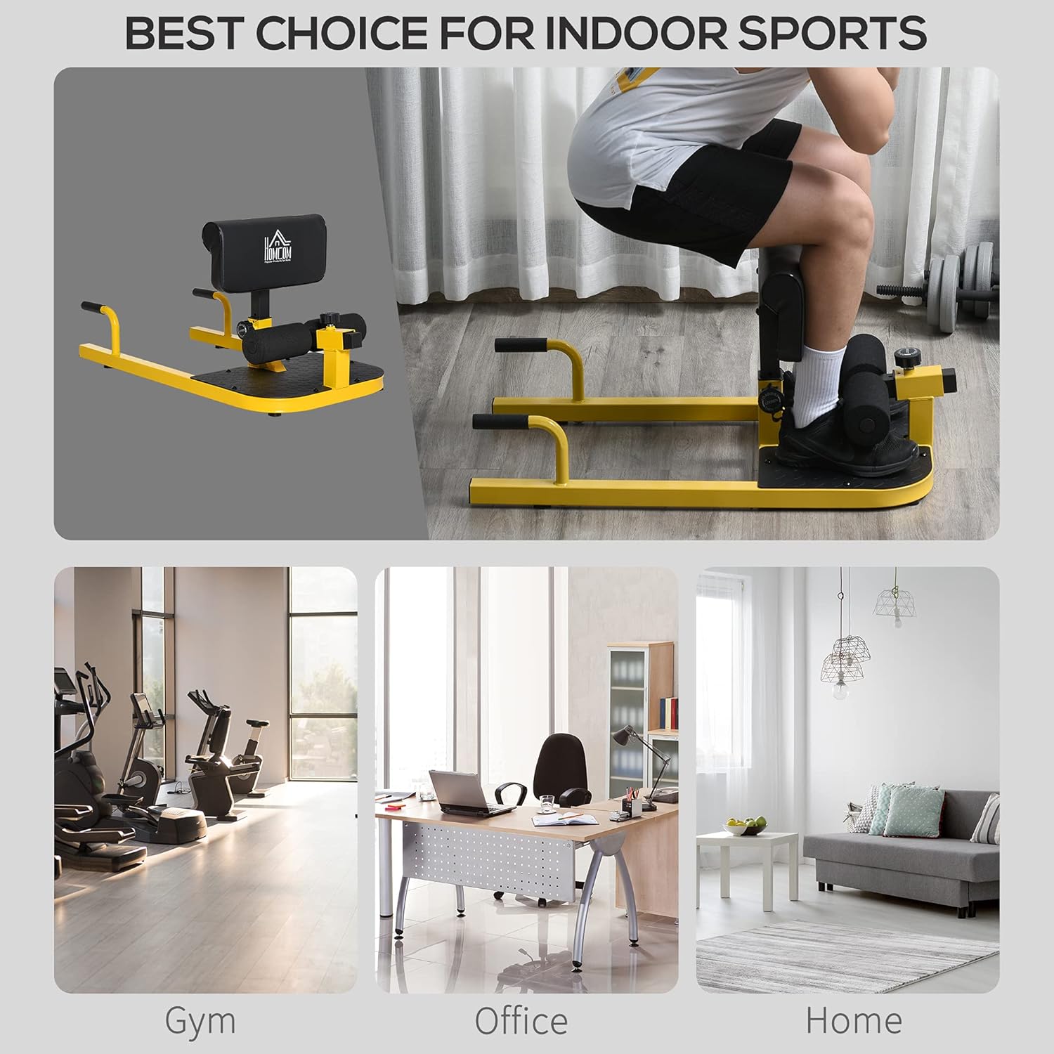 3-in-1 Squat Machine Push Up Stand Hip Thrust Bench Home Gym Trainer