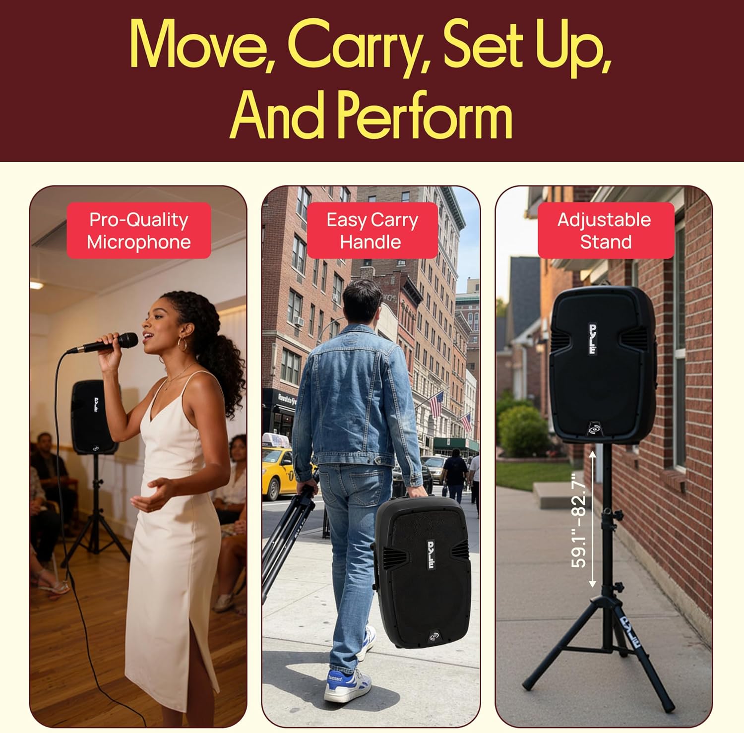 Portable PA Speaker System 1800W Bluetooth Karaoke Mic Stands