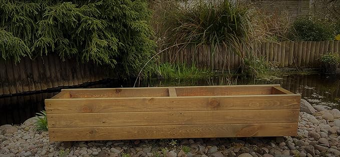Extra Large Wooden Garden Trough Planter 120cm Brown