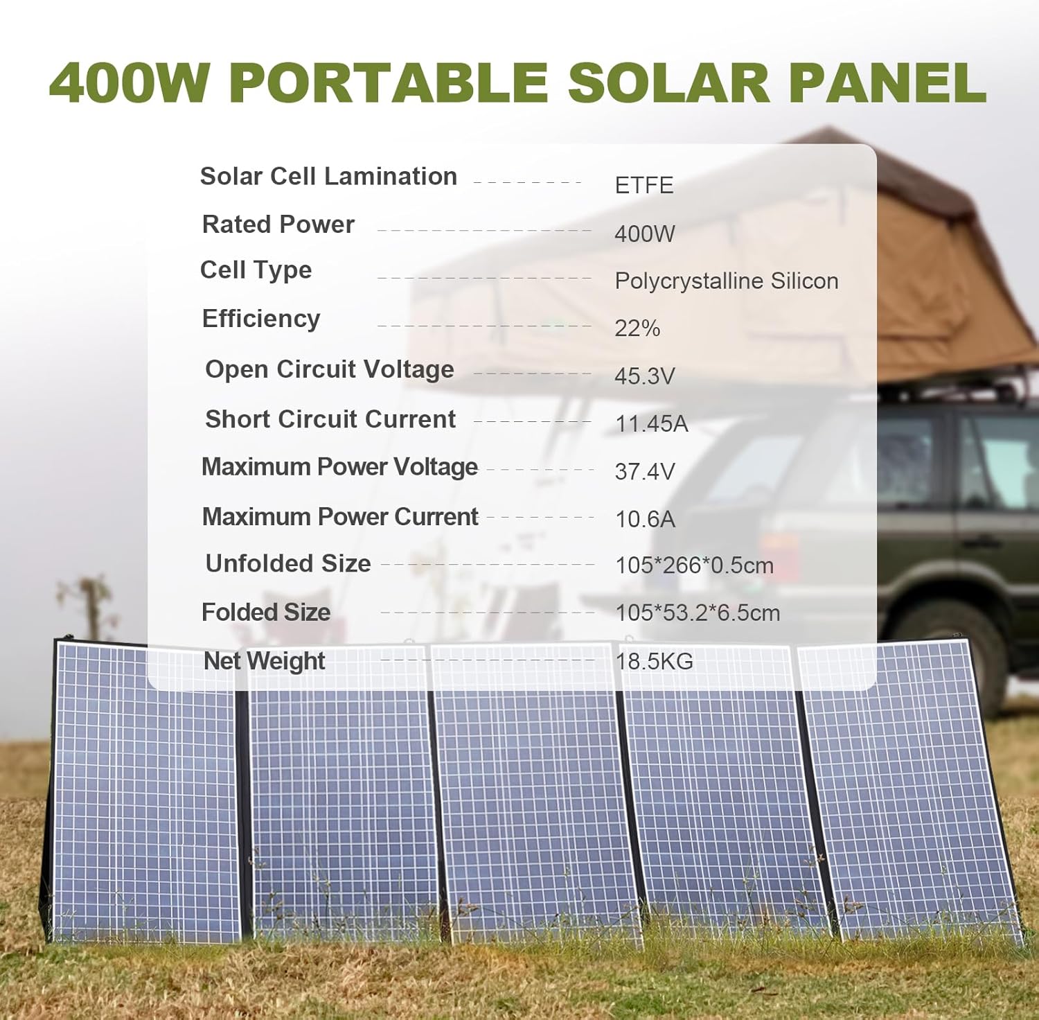 400W Foldable Portable Solar Panel Charger Camping RV Power