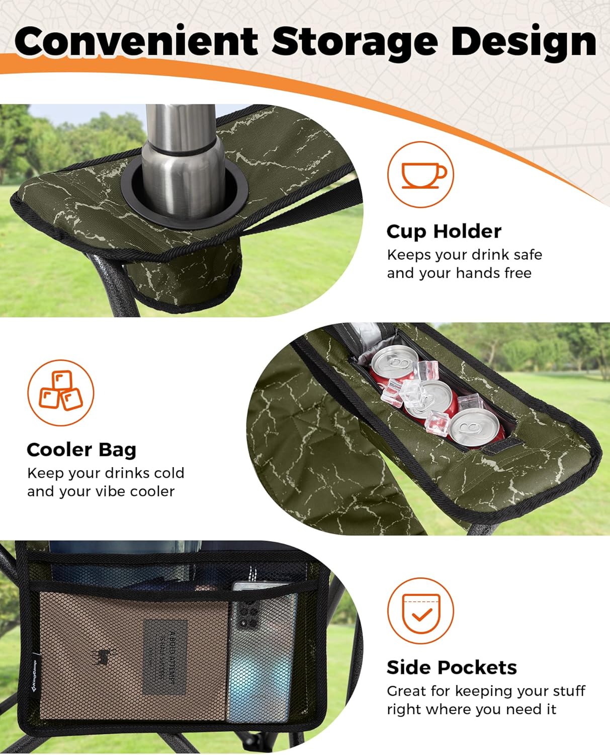 Oversized Camping Chair 205KG Cooler Green