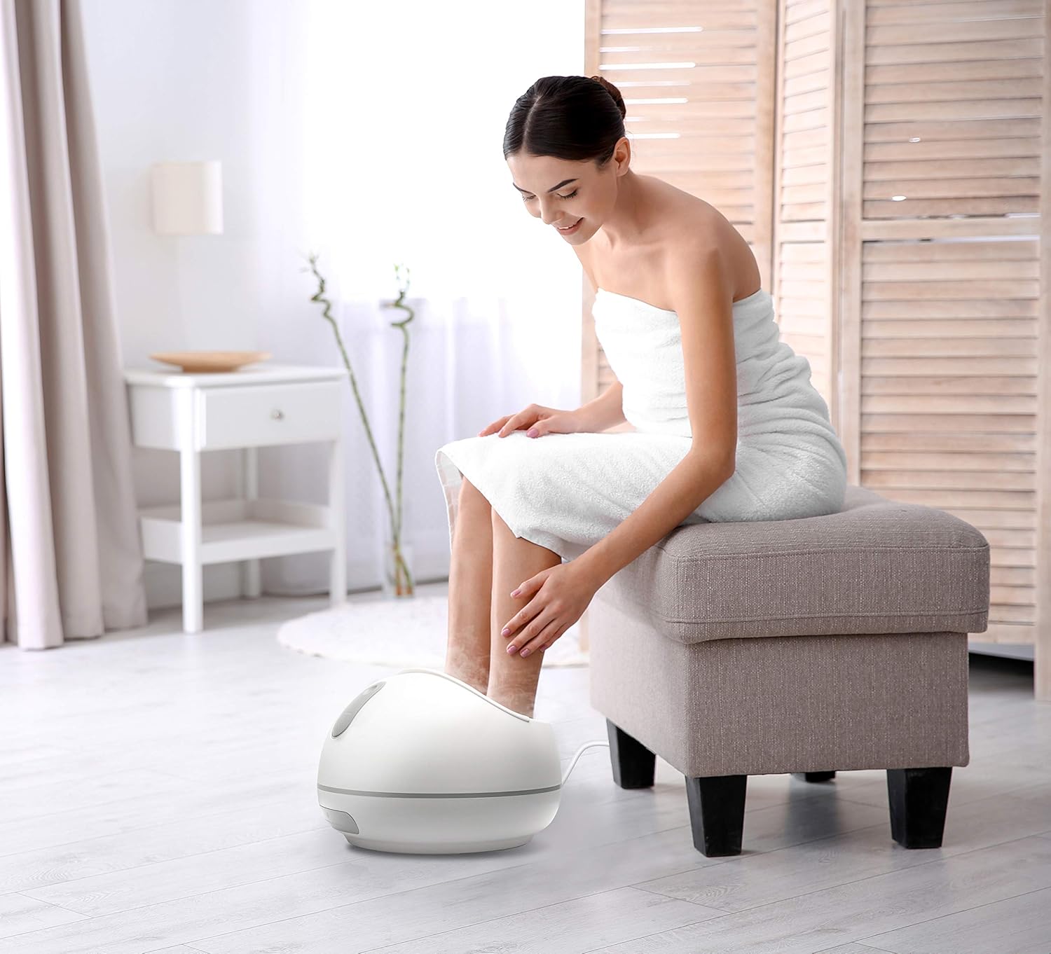 Steam Foot Spa Ultrasonic Heat Massage Rollers Timer Relax