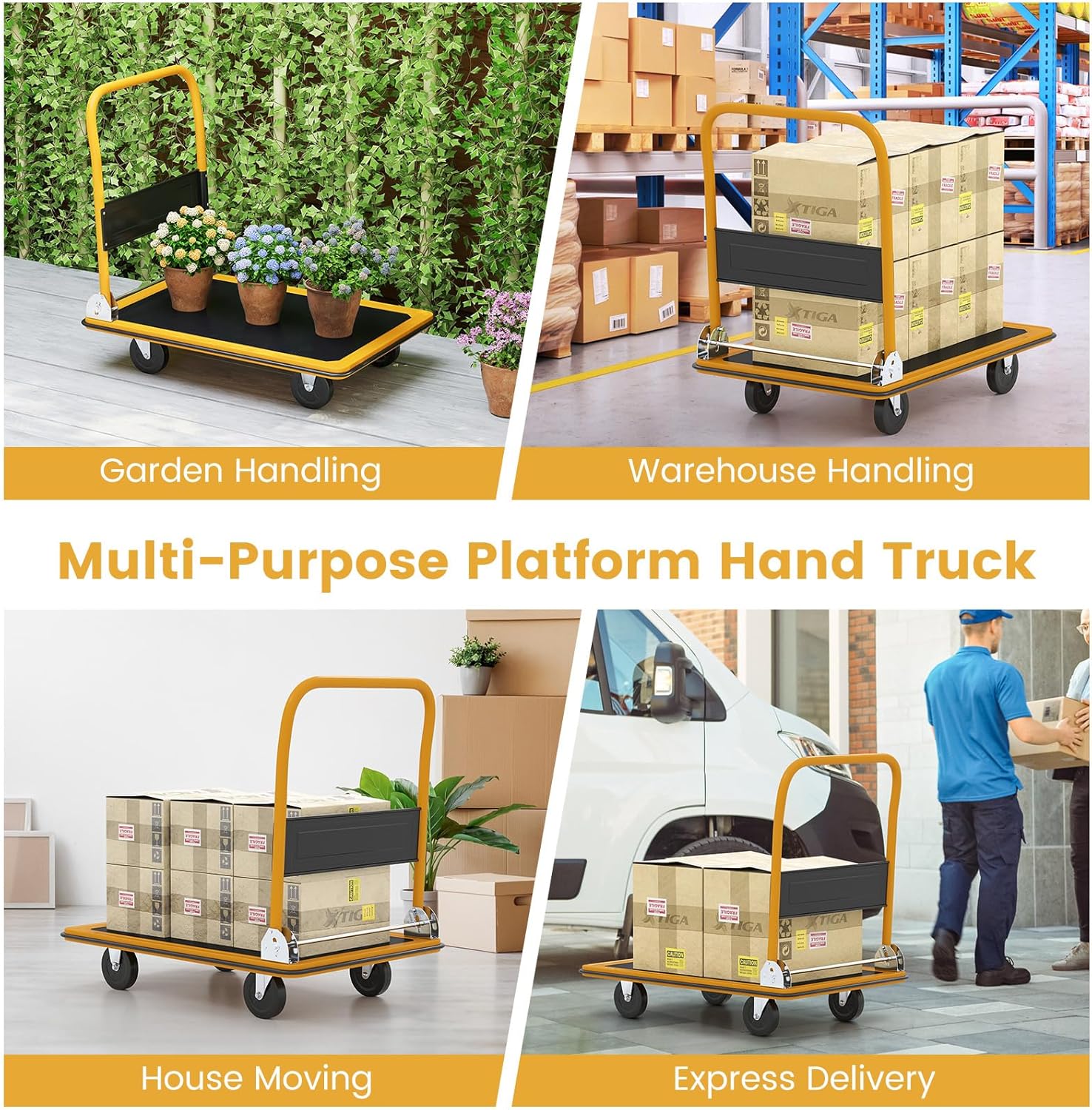300KG Folding Platform Trolley Flatbed Push Cart Dolly