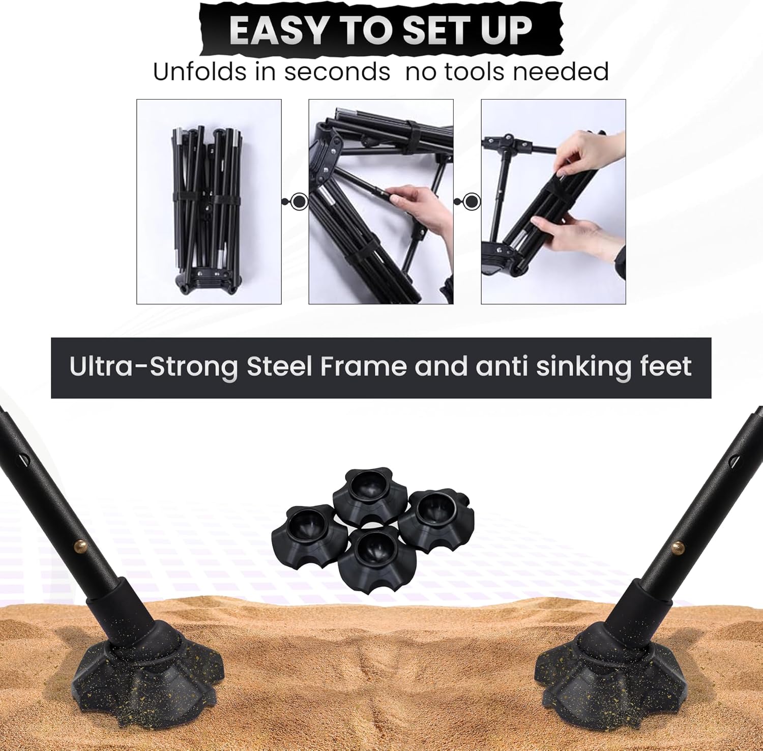 Lightweight Folding Camping Chair Compact Outdoor Black