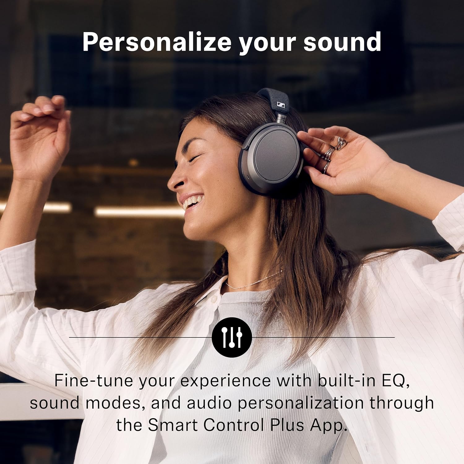 Wireless Adaptive Noise Cancelling Over Ear Headphones 60Hr Black