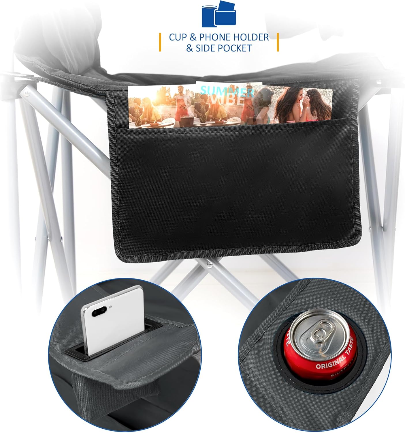 Padded Camping Chairs 2 Pack Deluxe Folding Chairs Grey