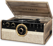 6 in 1 Wood Record Player Bluetooth CD Cassette Walnut