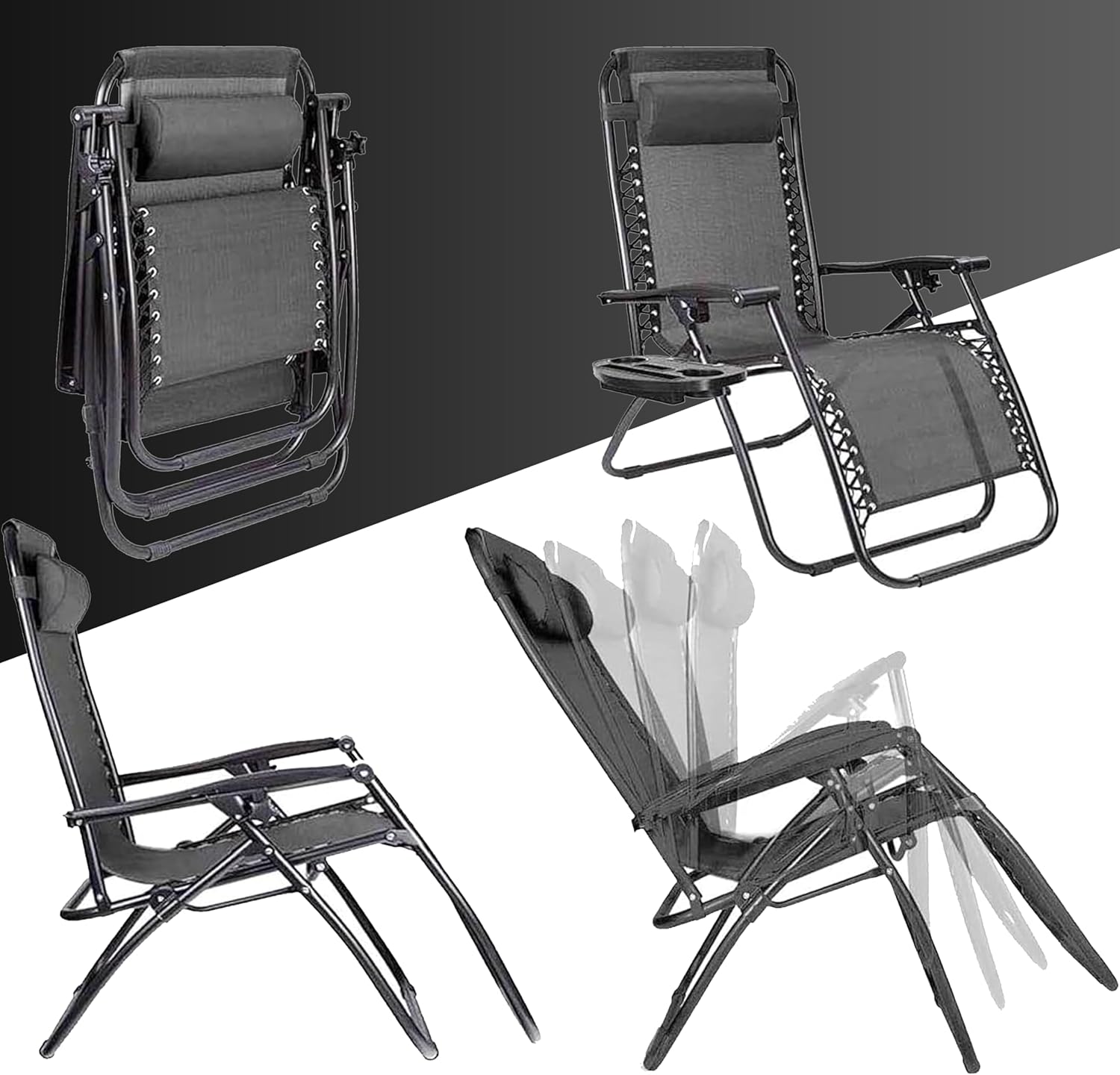 Zero Gravity Recliner Chair Black Folding Lounger