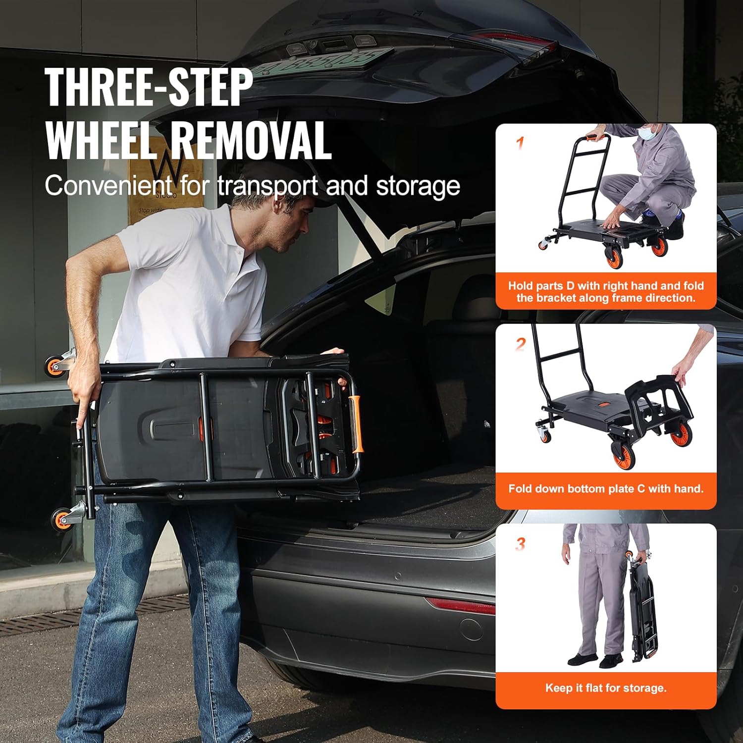 2 In 1 Convertible Hand Truck Dolly 136KG Platform Cart