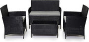 4 Seater Rattan Garden Furniture Set Sofa Chairs Glass Coffee Table Patio