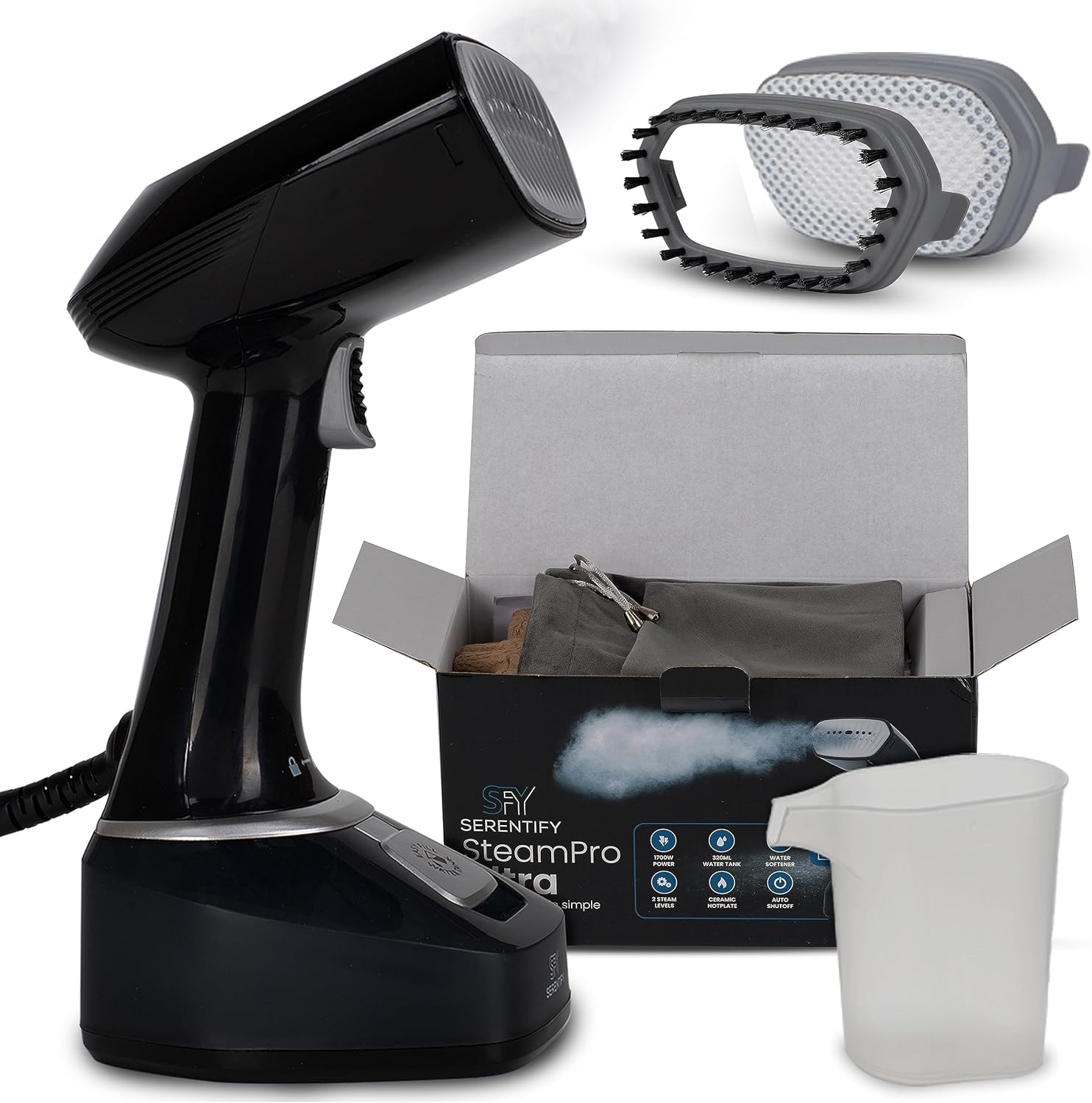 Handheld Garment Steamer 1700W 20s Heat 320ml Tank Portable