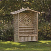 Wooden Garden Arbour Bench with Storage Lattice Roof Seat