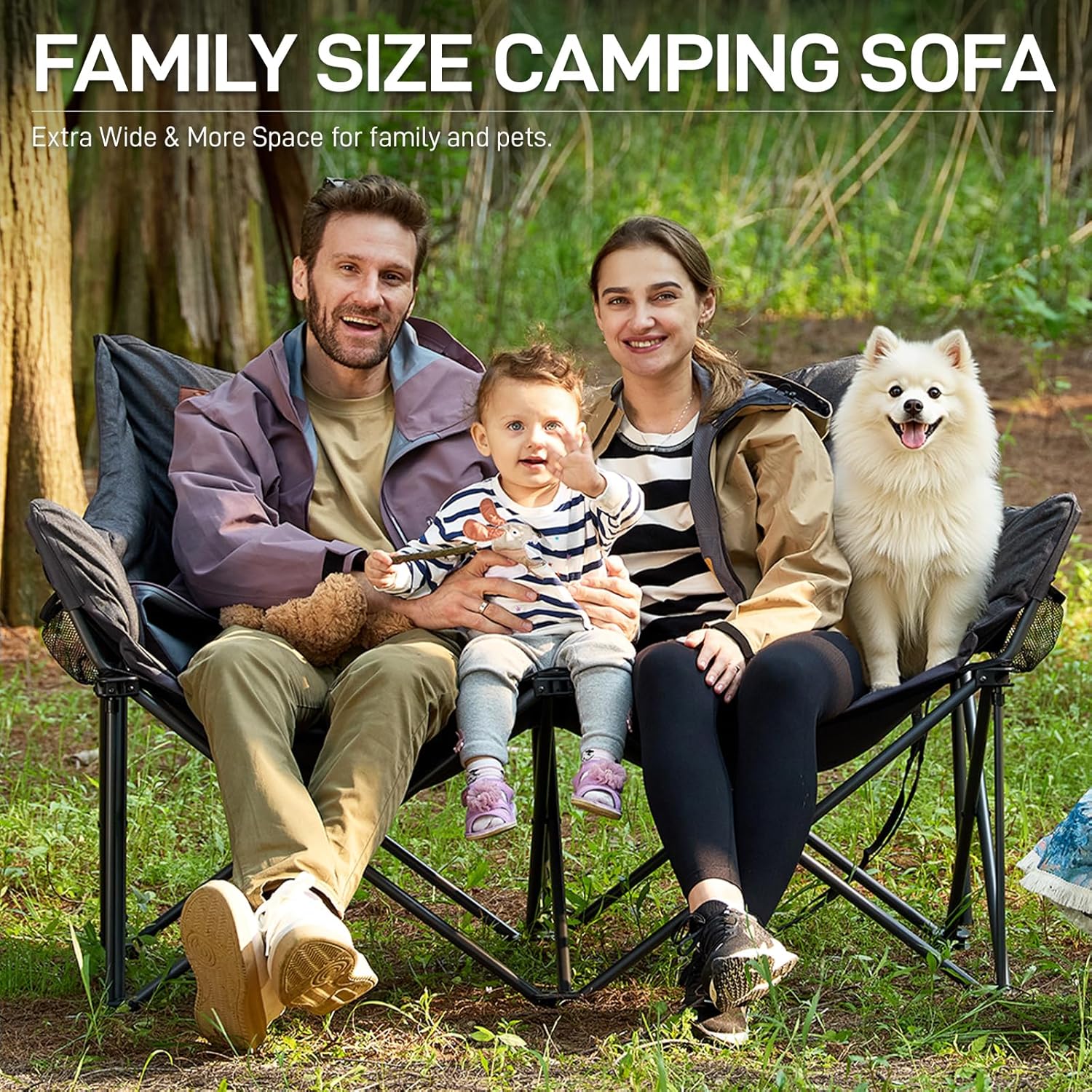 Double Camping Chair 400KG Heavy Duty Folding Sofa Seat