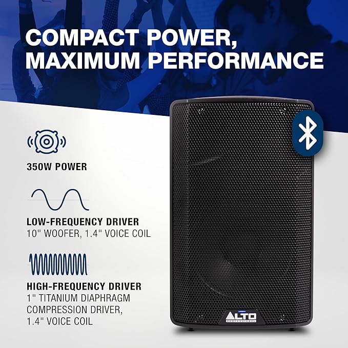 Powered PA Speaker 350W 10 Inch Bluetooth DJ Monitor