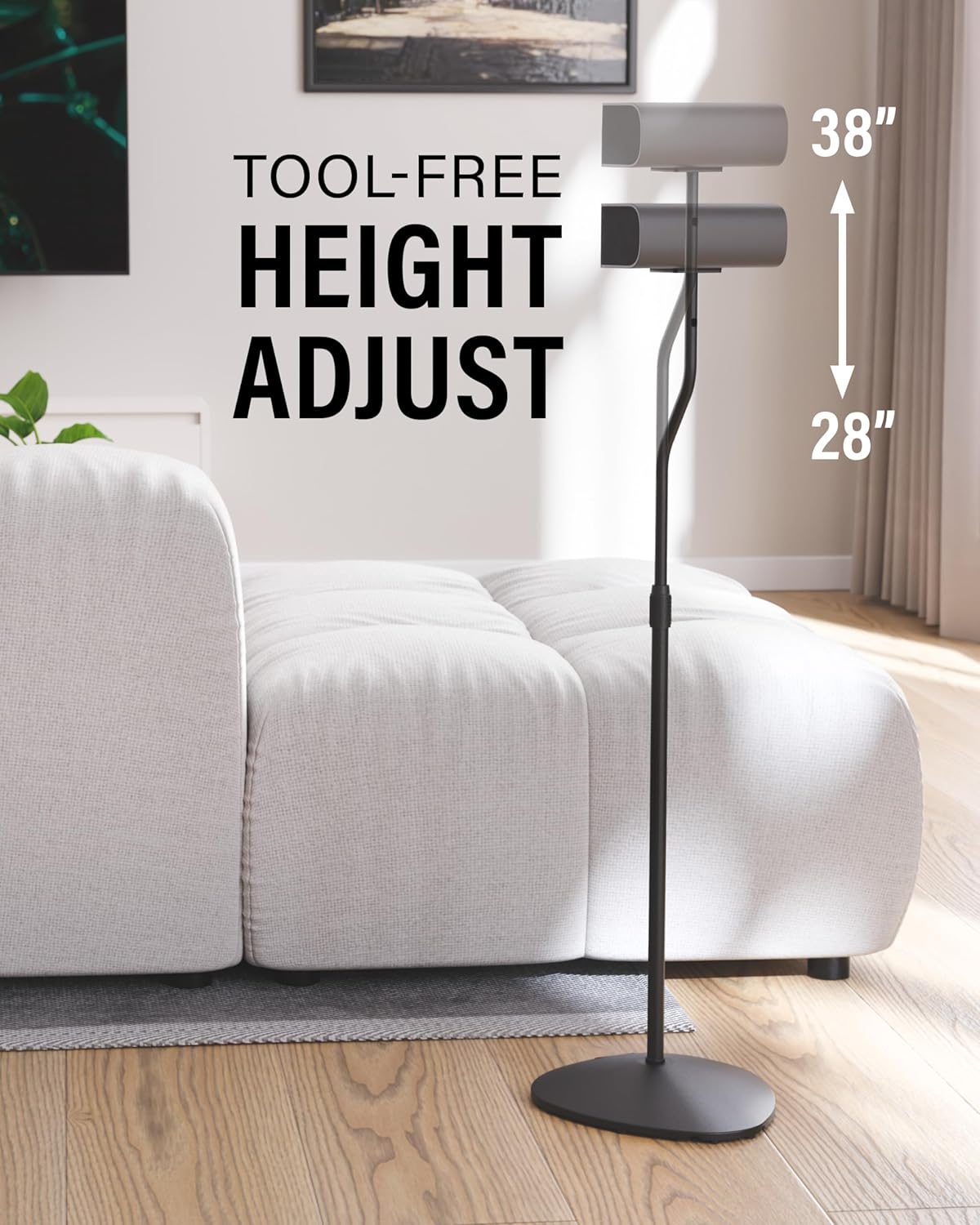 Speaker Stands Adjustable Height 28 to 38 Inch Steel Pair