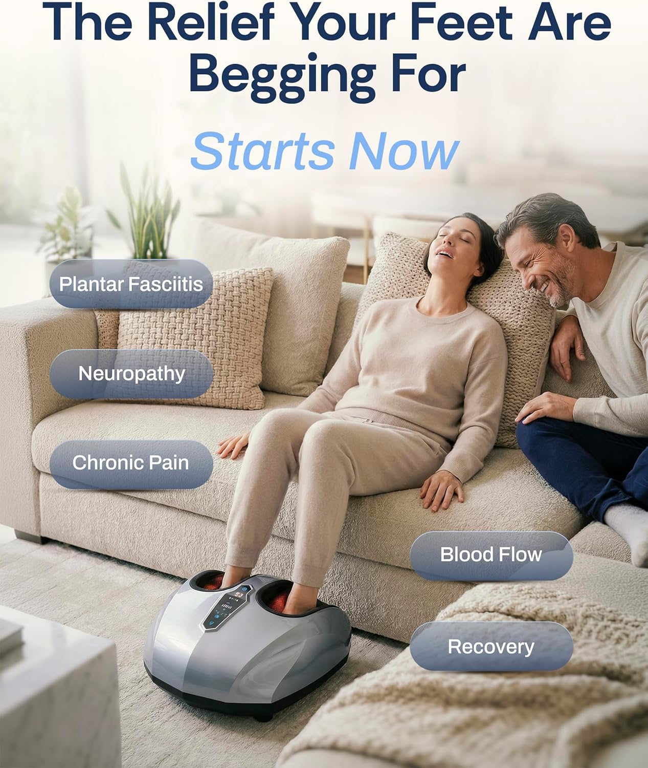Shiatsu Foot Massager Heat Compression Deep Kneading Pain Relief