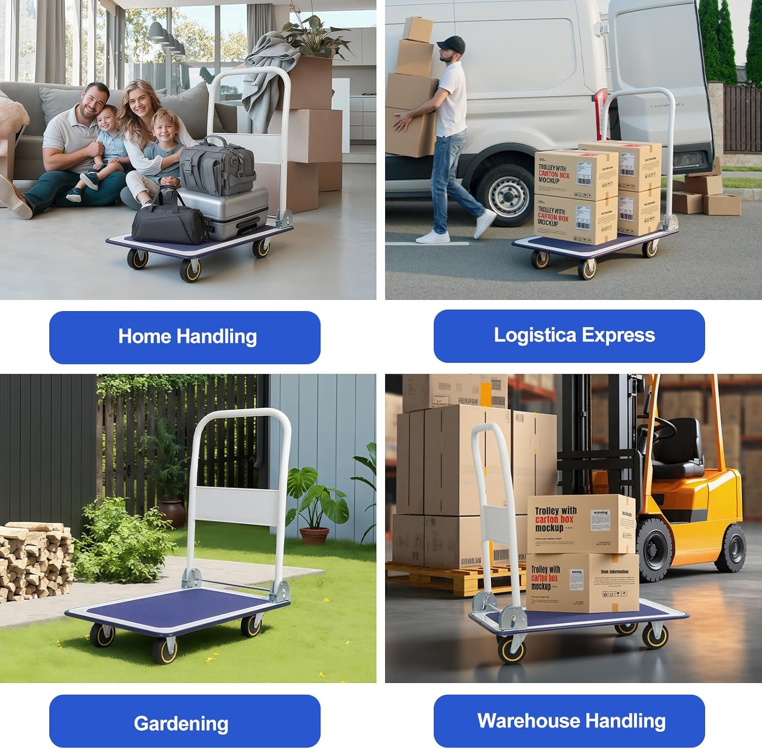 Foldable Platform Trolley 150kg Hand Truck White