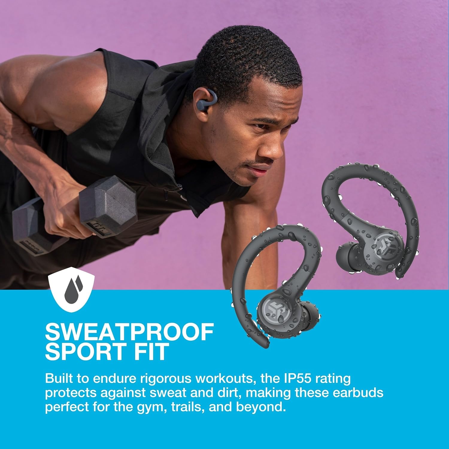 Wireless Sport Earbuds Over Ear Hook 35H Playtime IP55 Sweatproof