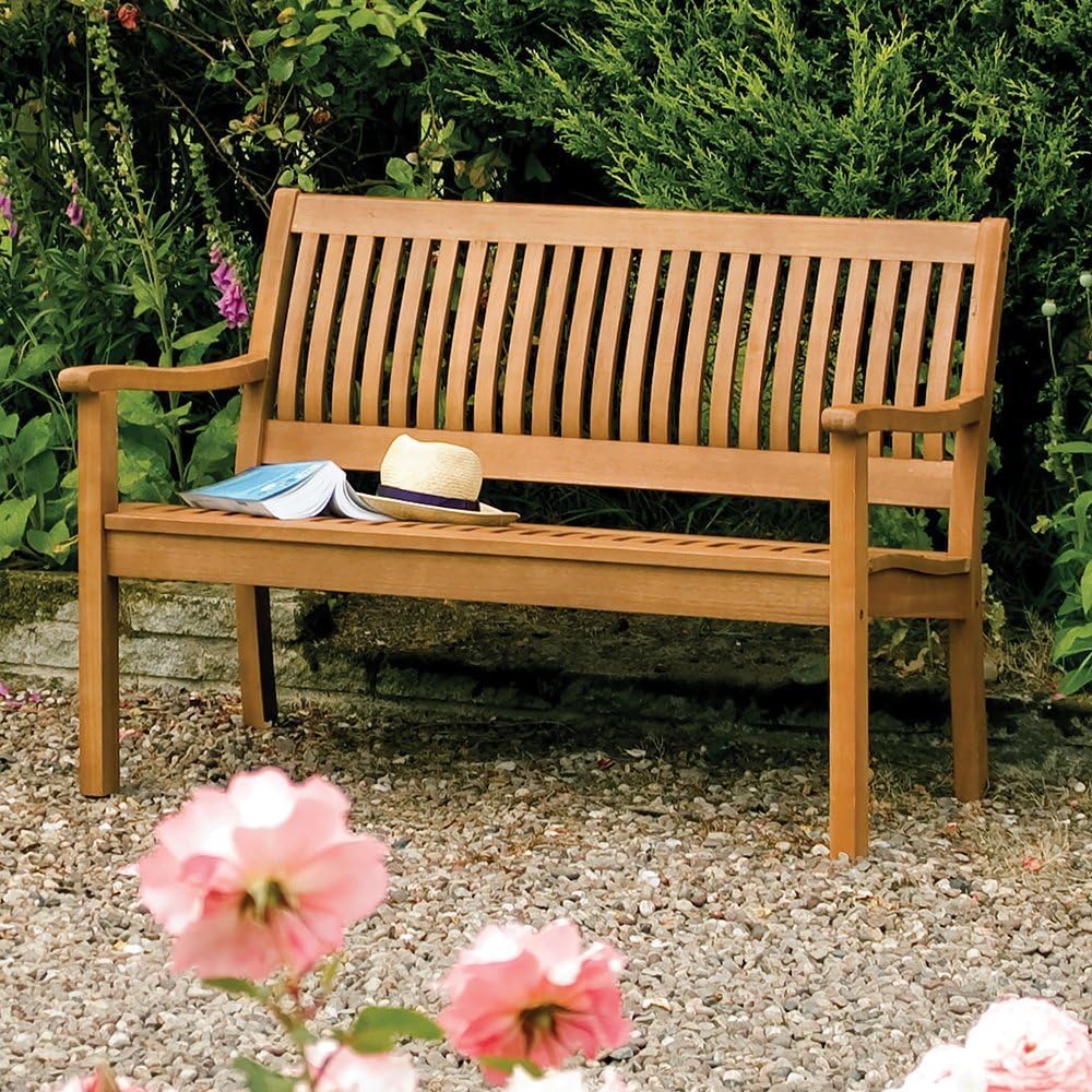 2 Seater Hardwood Garden Bench 1.2m Patio Outdoor Seat Honey Brown