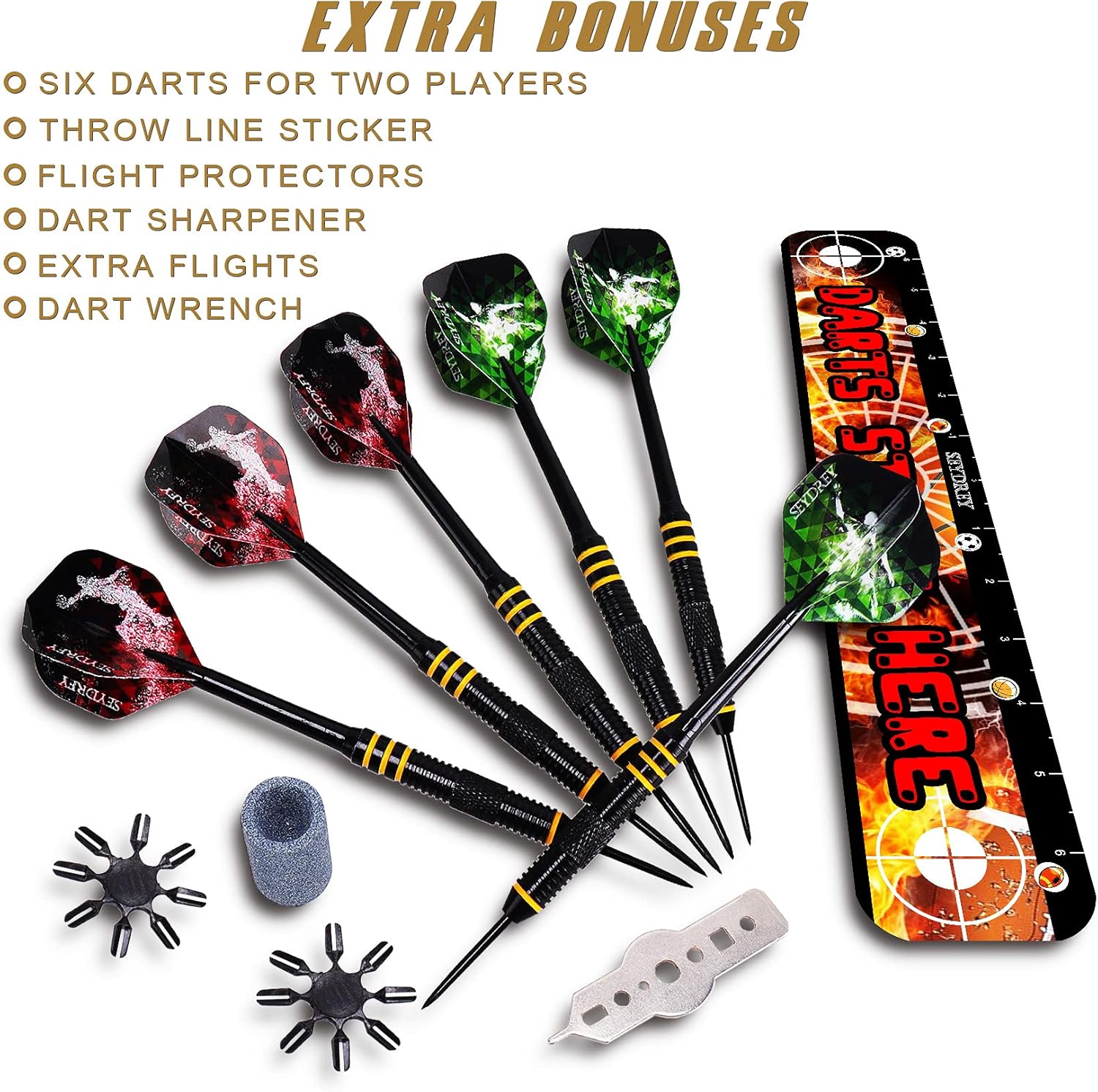 Bristle Dart Board Set Steel Tip Darts Flights Staple Free Target