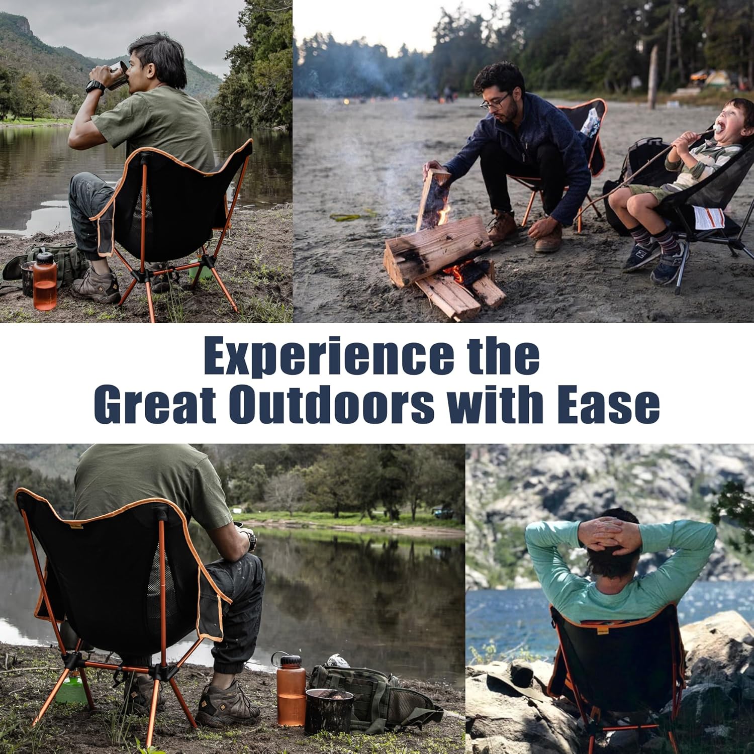 Ultralight Folding Camping Chair 0.9kg Compact Black