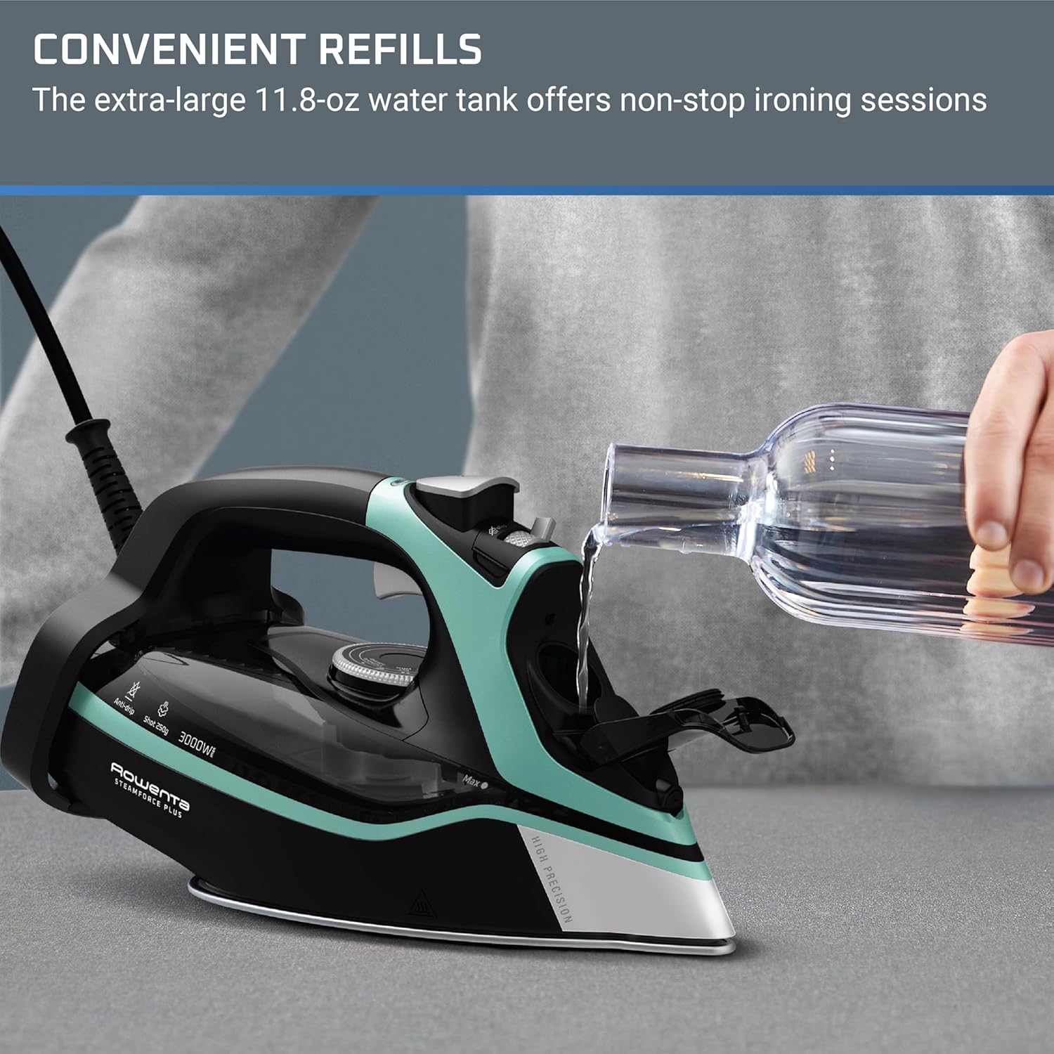 Steam Iron 1800W Stainless Steel Soleplate Digital Display Wrinkle Remover