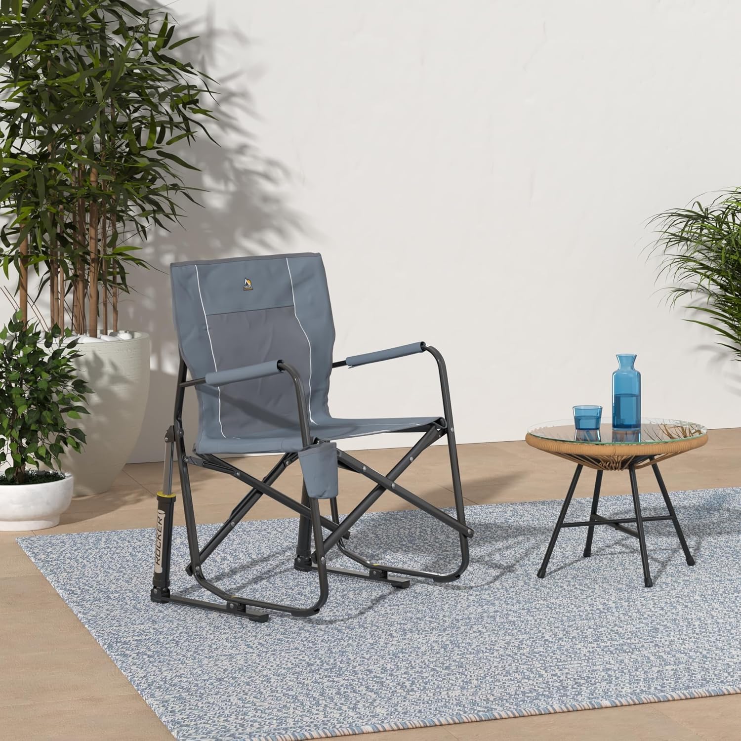 Portable Freestyle Rocking Chair with Cup Holder Grey