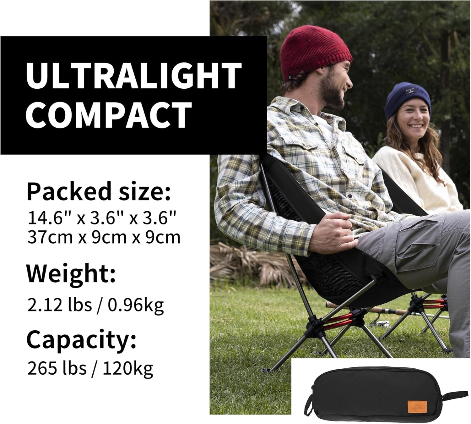 Ultralight Camping Chair Folding Backpack Seat for Hiking Outdoor