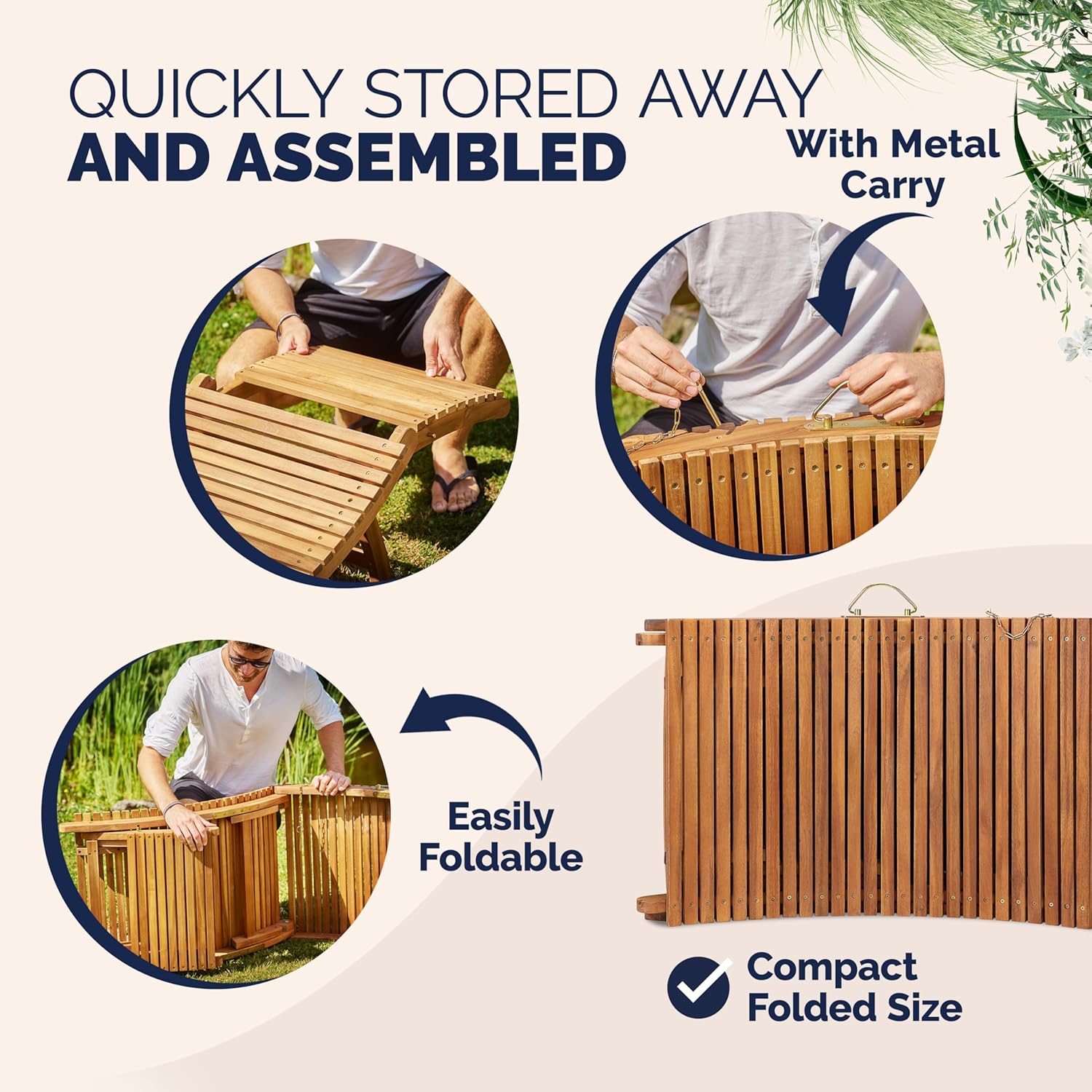 2 Foldable Wooden Sun Loungers Acacia Garden Recliners