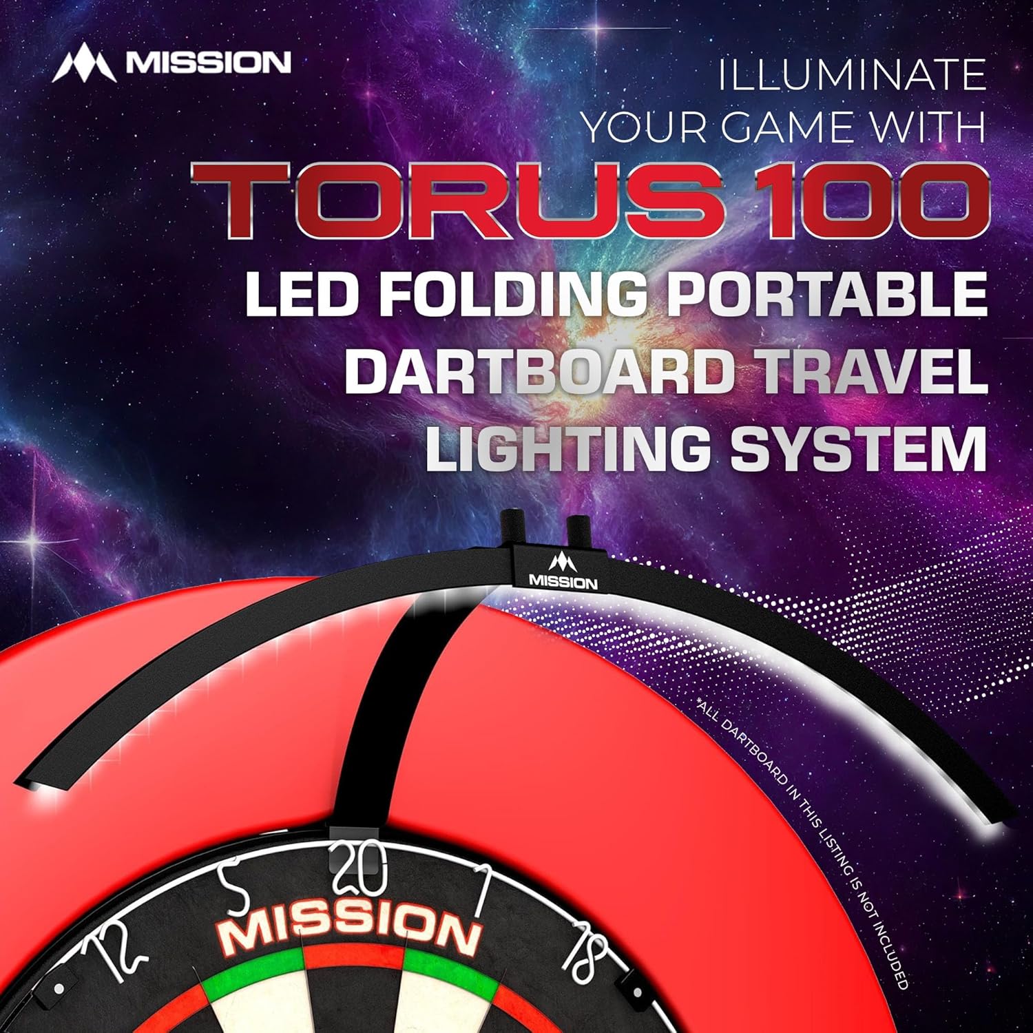 Portable Dartboard LED Light Folding Travel Clip On Lighting