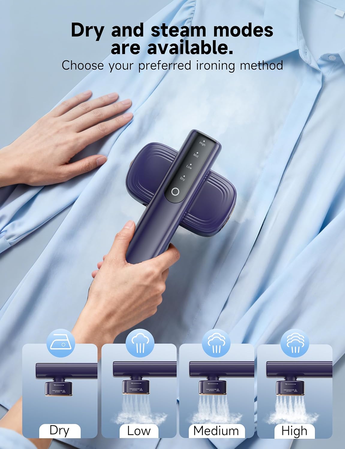 Travel Clothes Steamer 2 in 1 Iron 1200W Fast Heat 3 Modes