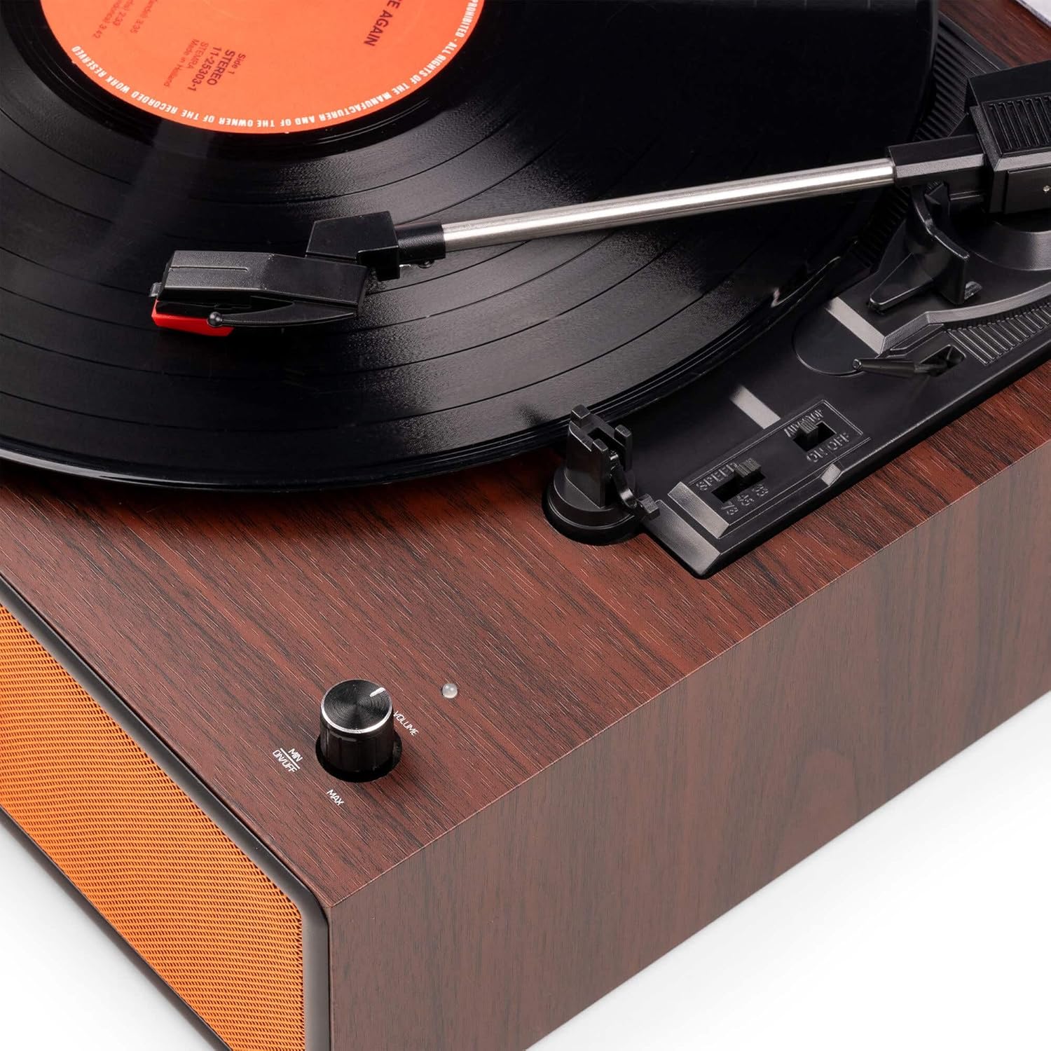 Retro Bluetooth Record Player 3 Speed Copper Finish