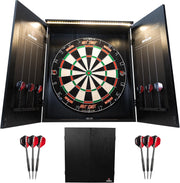 Dart Board Cabinet Set LED Light Home Darts Kit with Darts