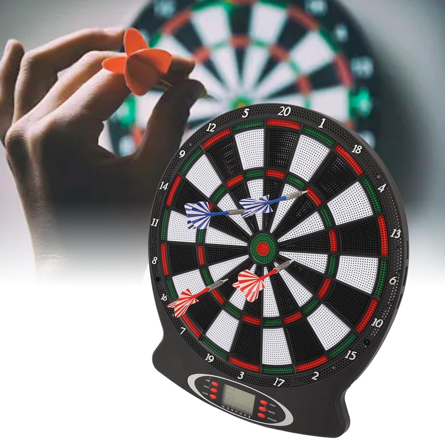 Electronic Dartboard 15in LCD Score Soft Tip Dart Set Family Game