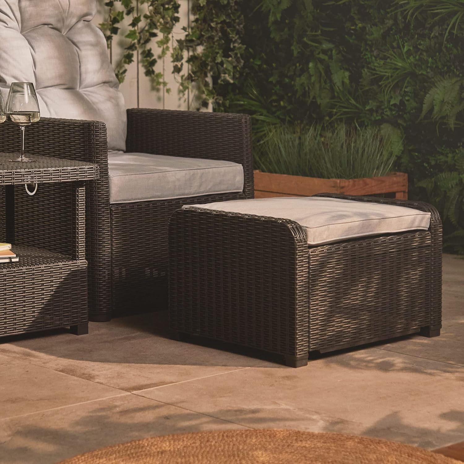 Reclining Rattan Bistro Set 2 Seater Chairs Stools Table