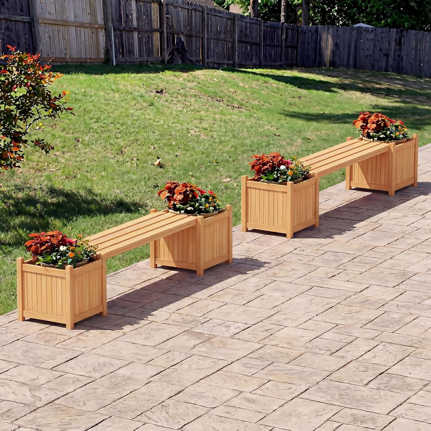 Wooden Planter Box with Bench 170cm Garden Seat Raised Bed